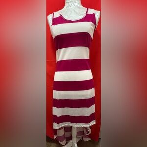 Striped Pink and White Sleeveless Dress Small